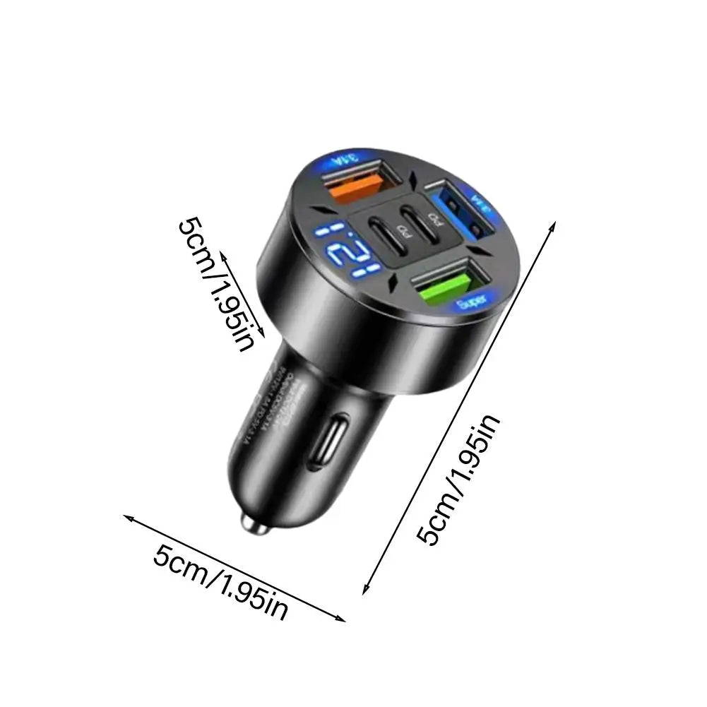 Punjač za automobil s pet izlaza i digitalnim prikazom