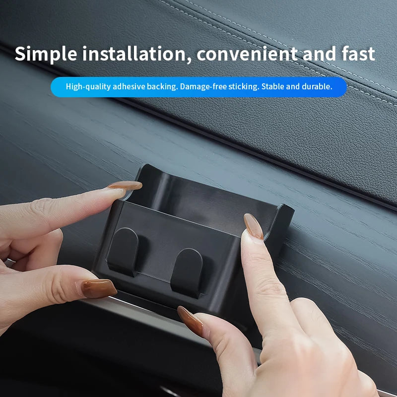 SEAMETAL Adhesive Universal Car Storage Box Multifunctional Dual-Hook Design Reserved Charging Port Car Accessories Interior