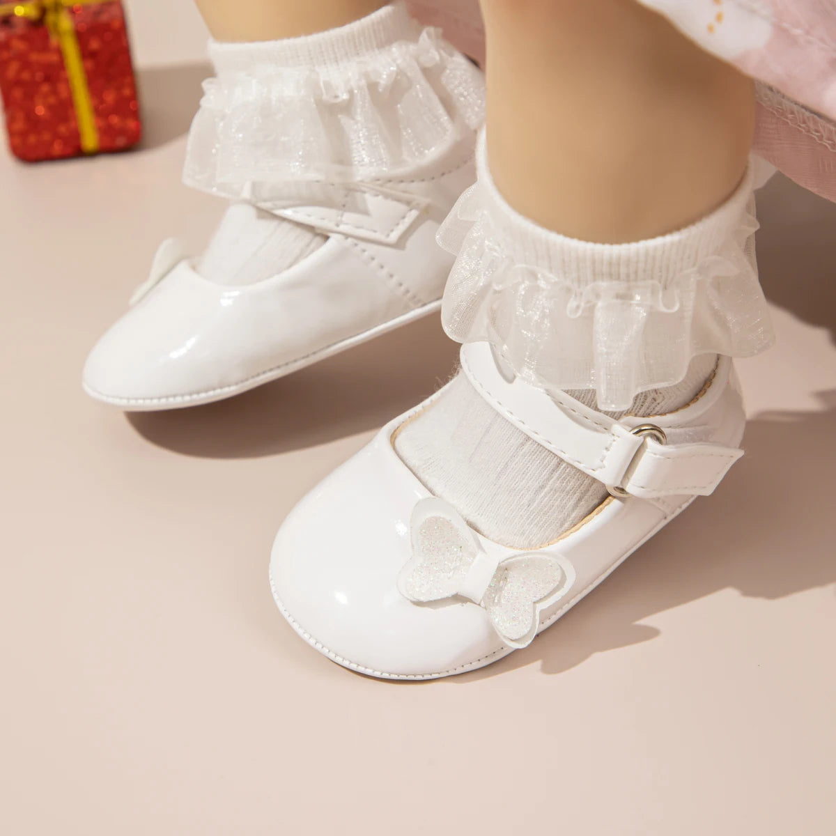 Newborn Baby Non‑Slip PU Walking Shoes with Soft Rubber Bottom