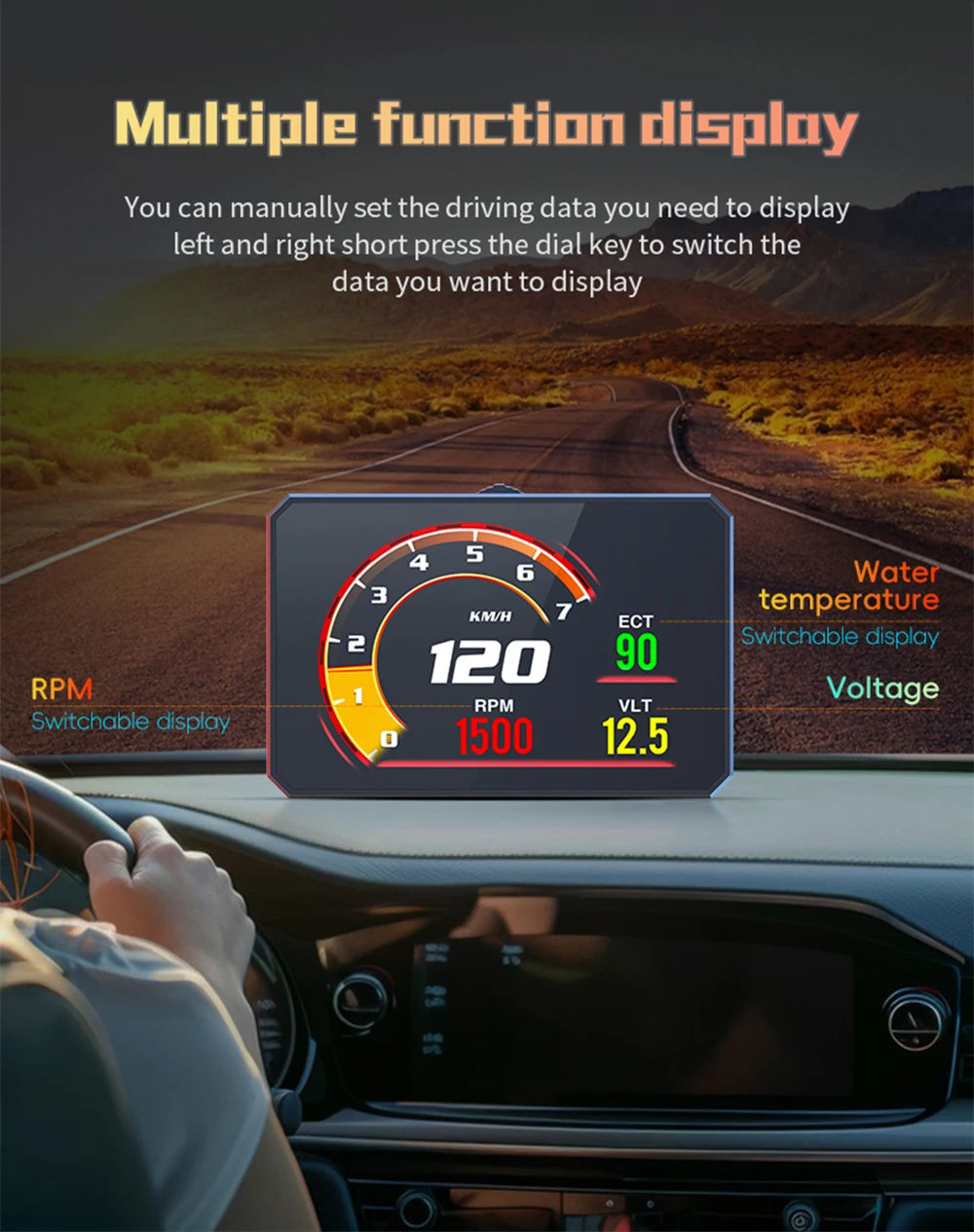 P16 OBDII Digital Vehicle Dashboard Display
