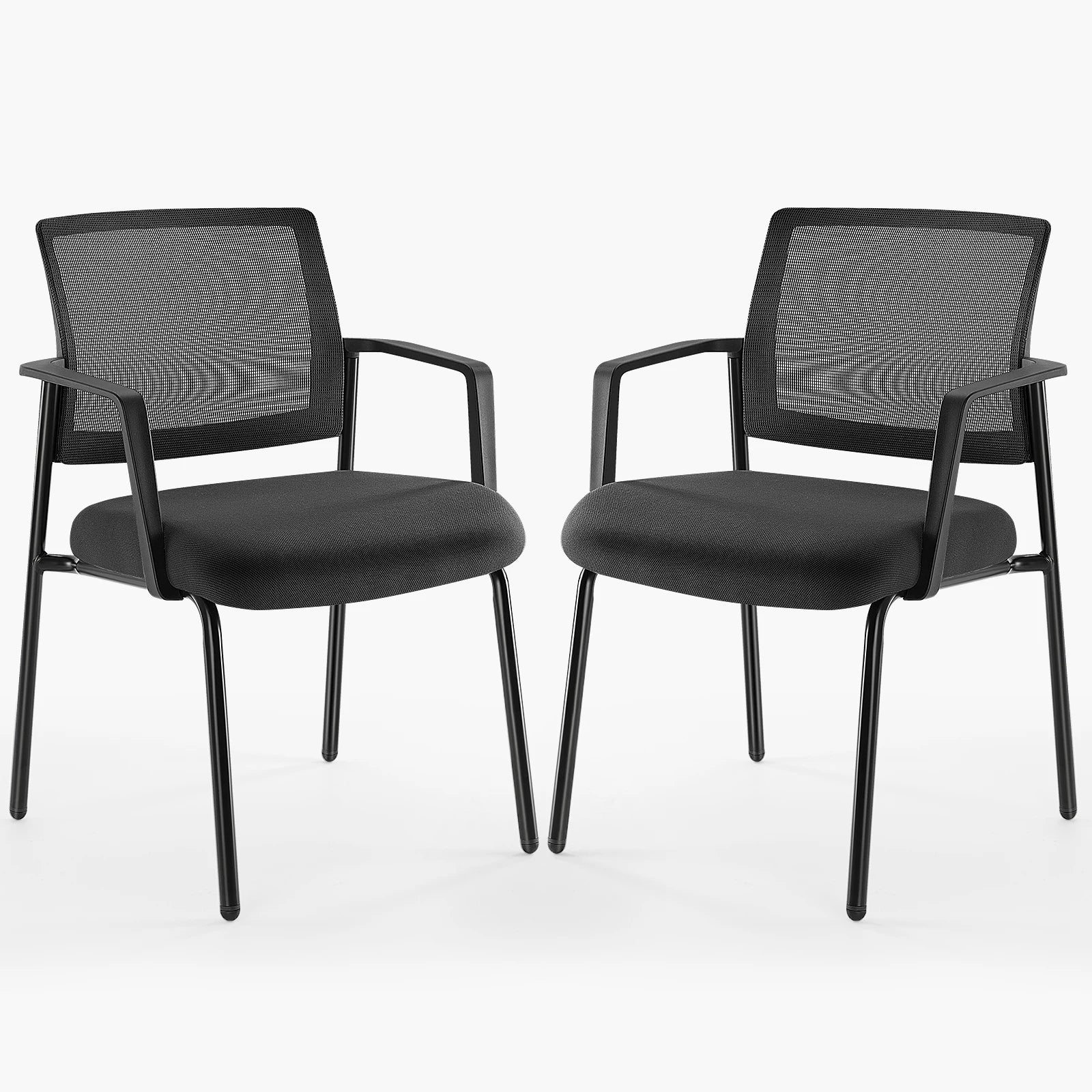 Mesh Back Stacking Office Chairs Set of 2 with Arms