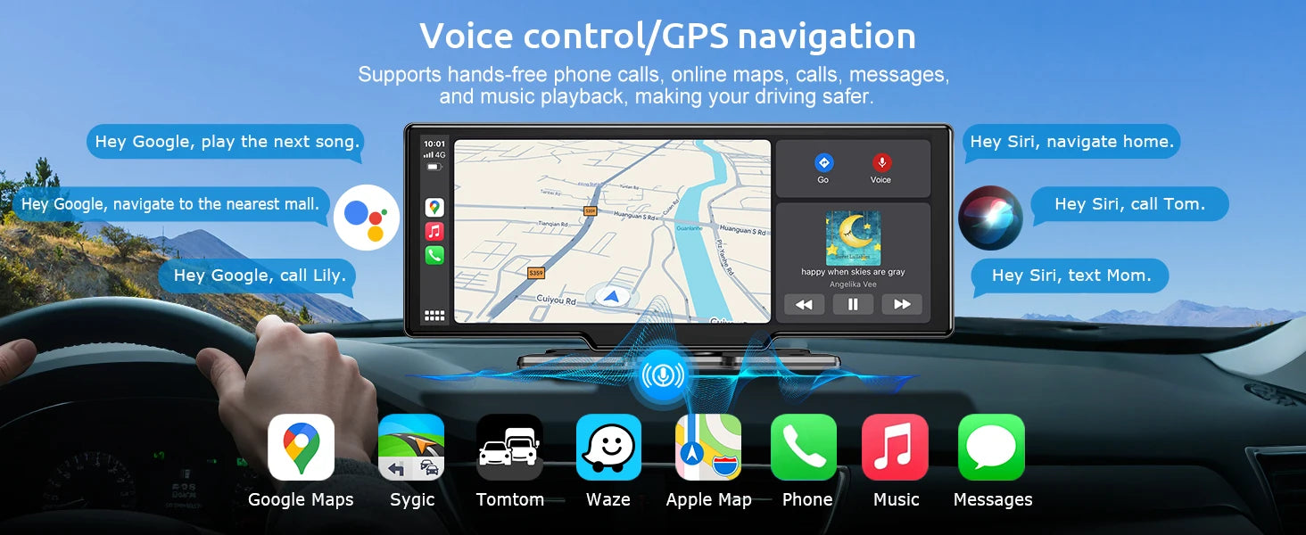10.26" 4K Dash Cam Car Stereo with Wireless CarPlay