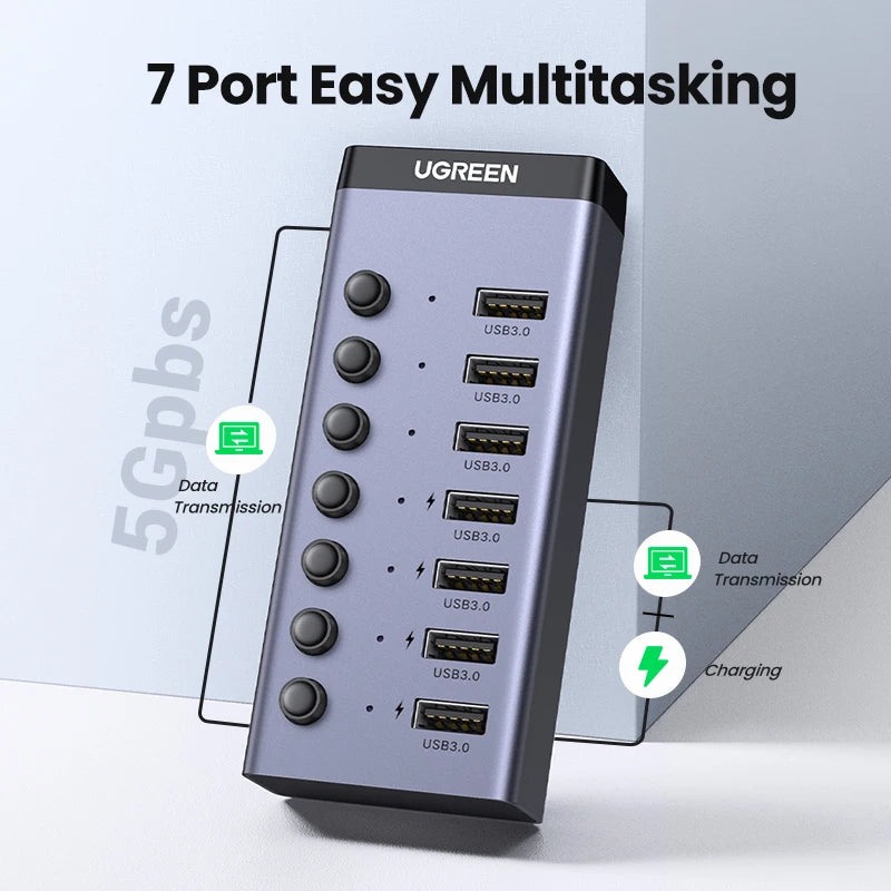 Seven-Port USB 3.0 Hub with Individual Switches