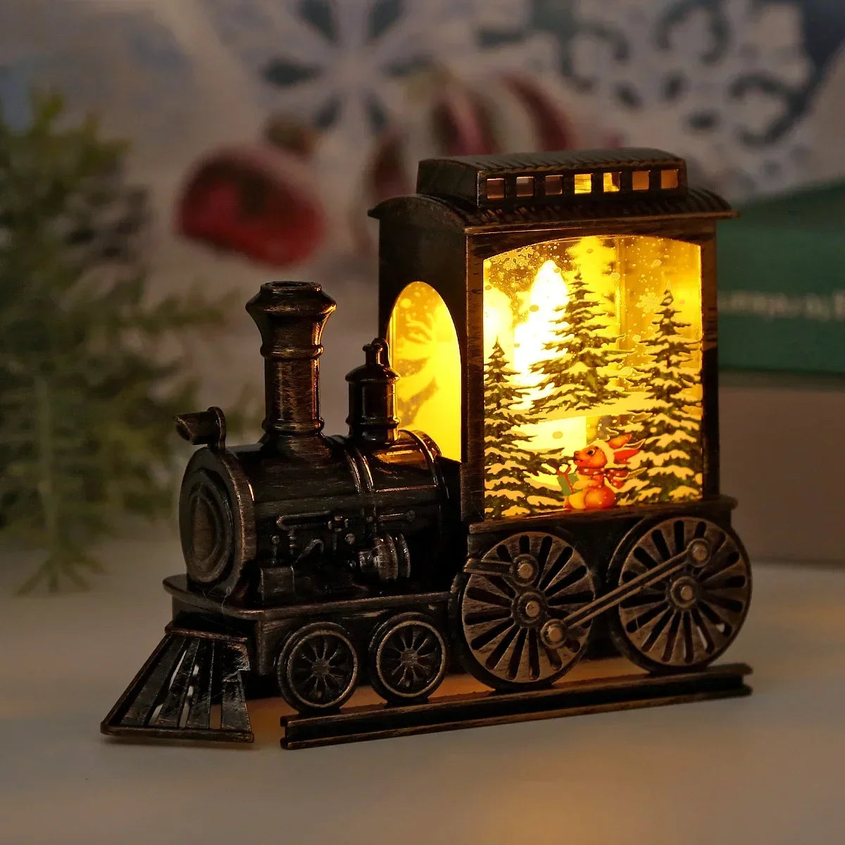 LED Night Lights Vintage Portable Train Night Lamp Battery Powered Outdoor Hanging Lanterns Christmas Festive Party Decoration