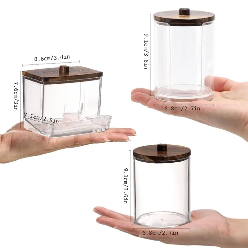 Frascos transparentes para arrumação na casa de banho, conjunto de 2 ou 3 peças