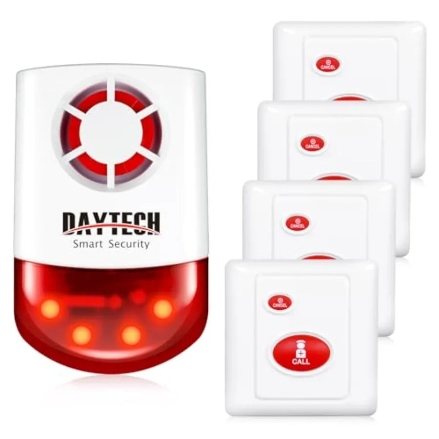 Outdoor Emergency Strobe Siren Alarm Kit with 4 Call Buttons