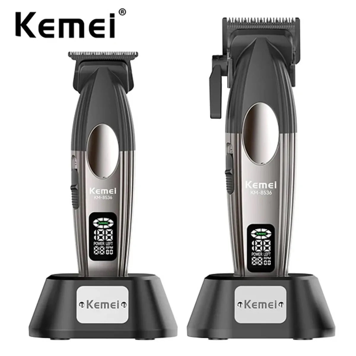 Kemei KM-8536 Draadloze Haartrimmer- en Scheerset met LCD-scherm