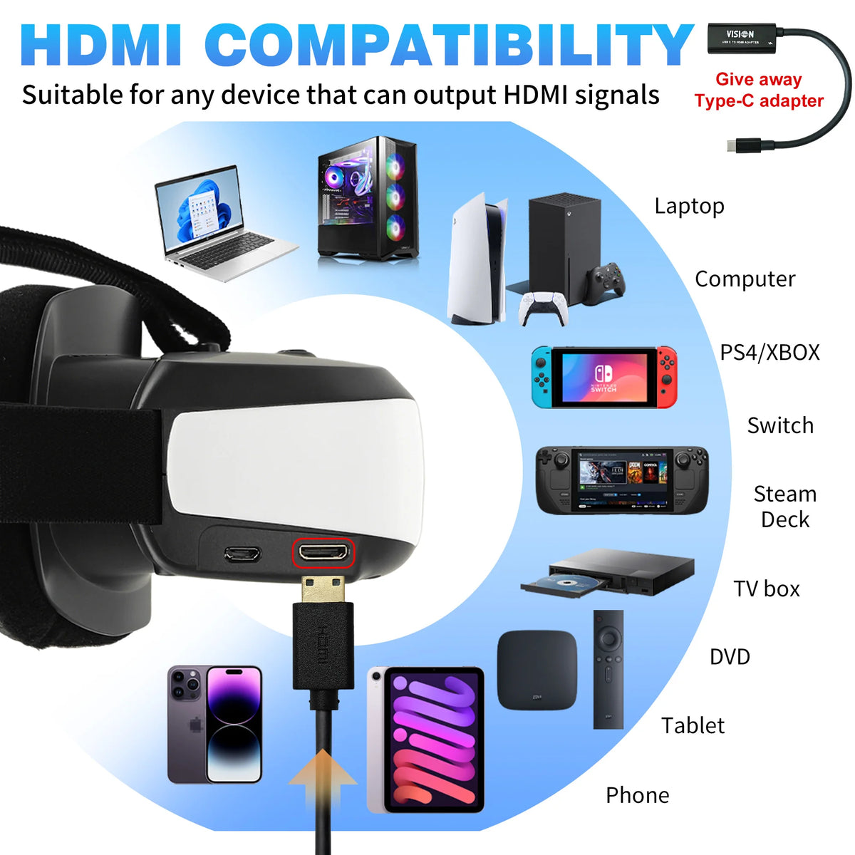BIGEYES H3 HDMI-videobriller med indbygget batteri