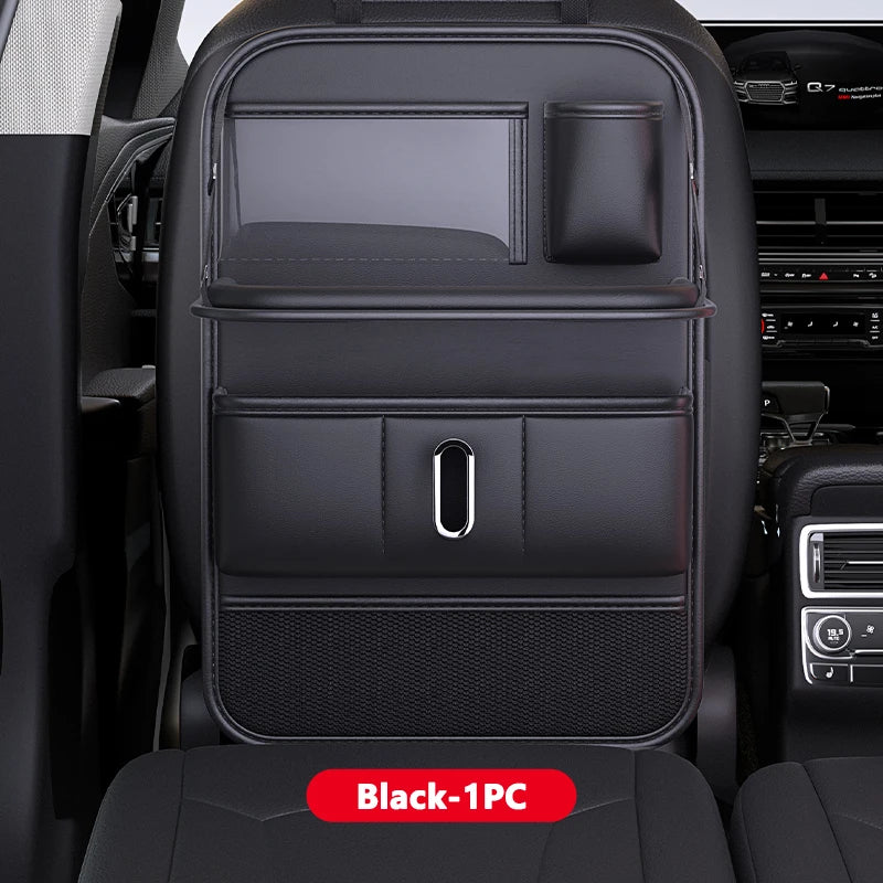 Multi-Pocket Car Seat Back Organizer with Foldable Tray