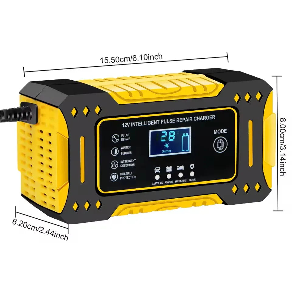 12 V 6 A-batterilader for kjøretøy med LCD-display