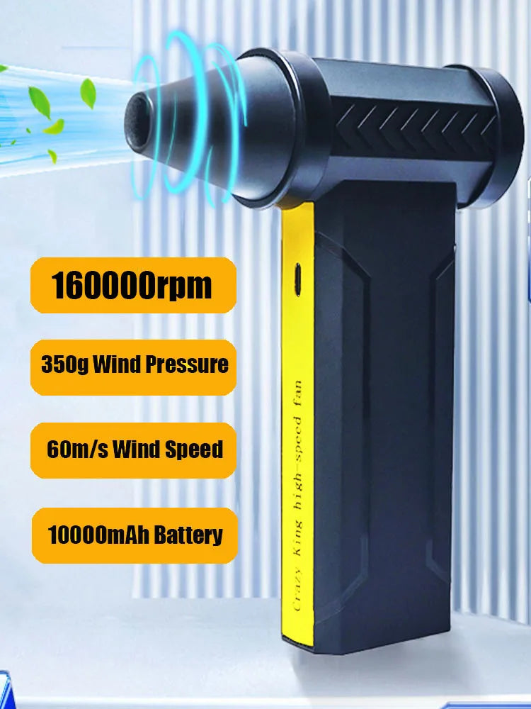 160000 RPM 350g thrust Brushless Motor Electric Turbo Jet Fan High-Speed Turbo Violent Fan USB Rechargeable Powerful Dust Blower