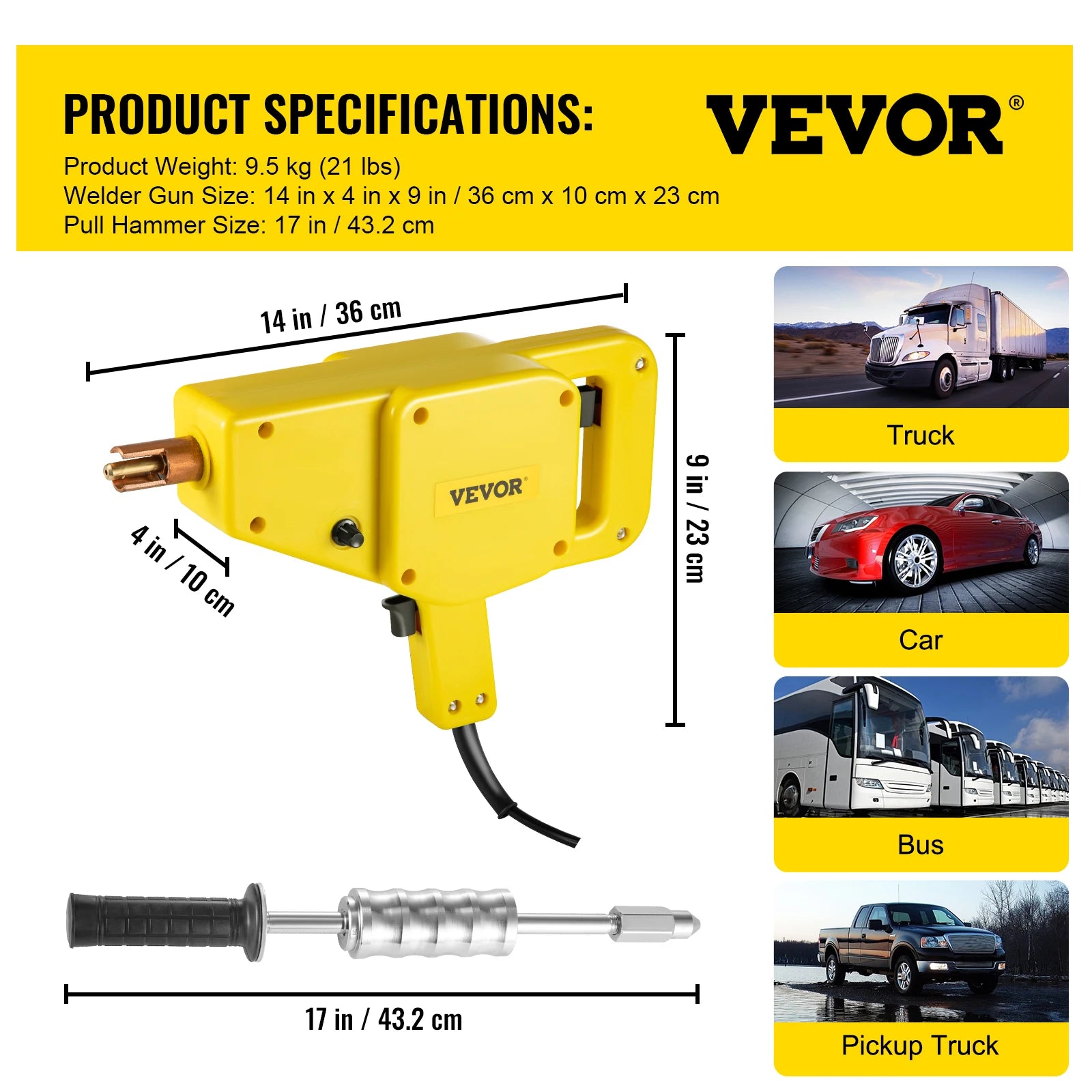 800VA Stud Welder Dent Puller Kit 1600A Auto Body Repair Tool