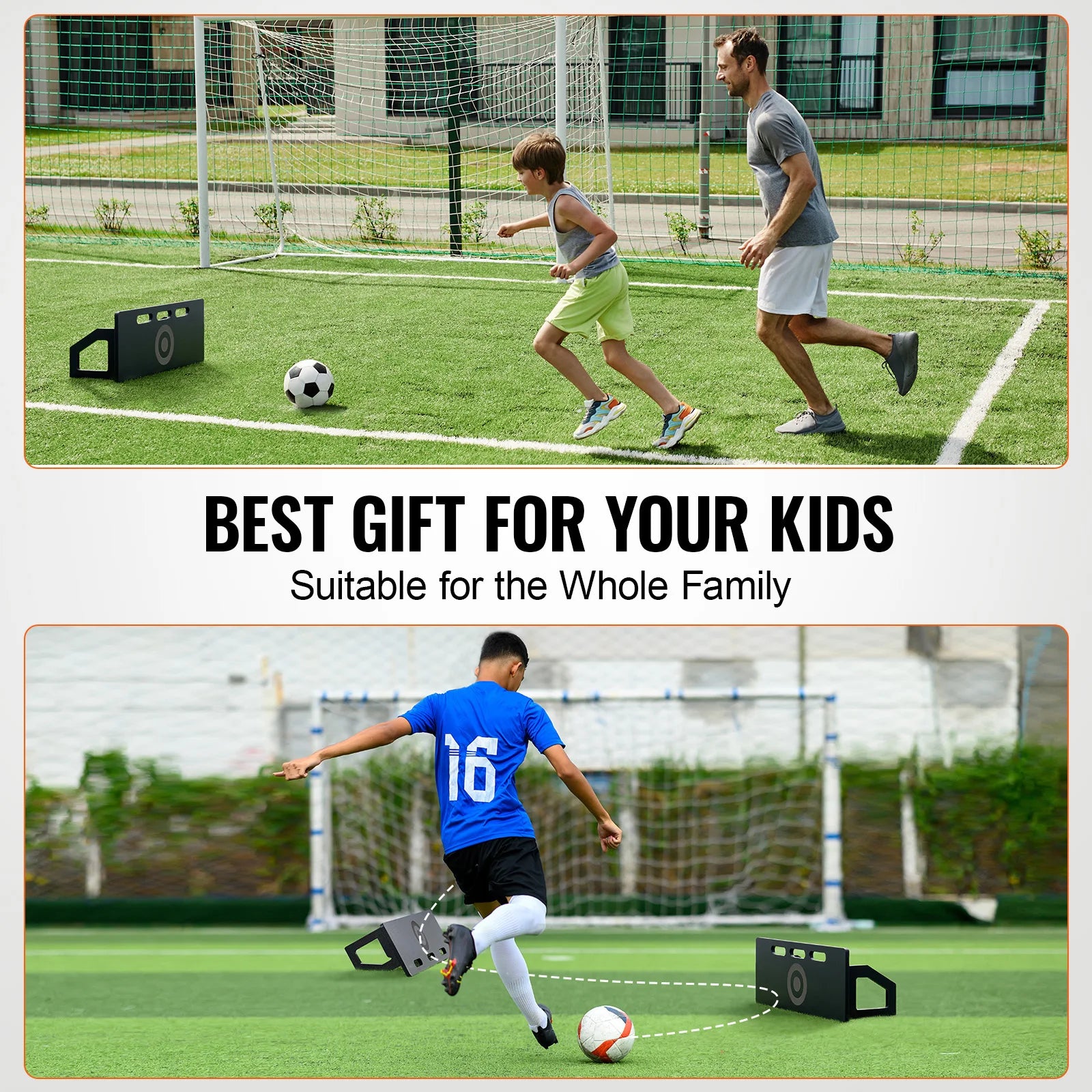 Portable Soccer Rebounder Board with 2 Angles Foldable Training Wall