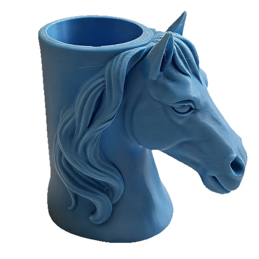 Portapenne decorativo a forma di testa di cavallo