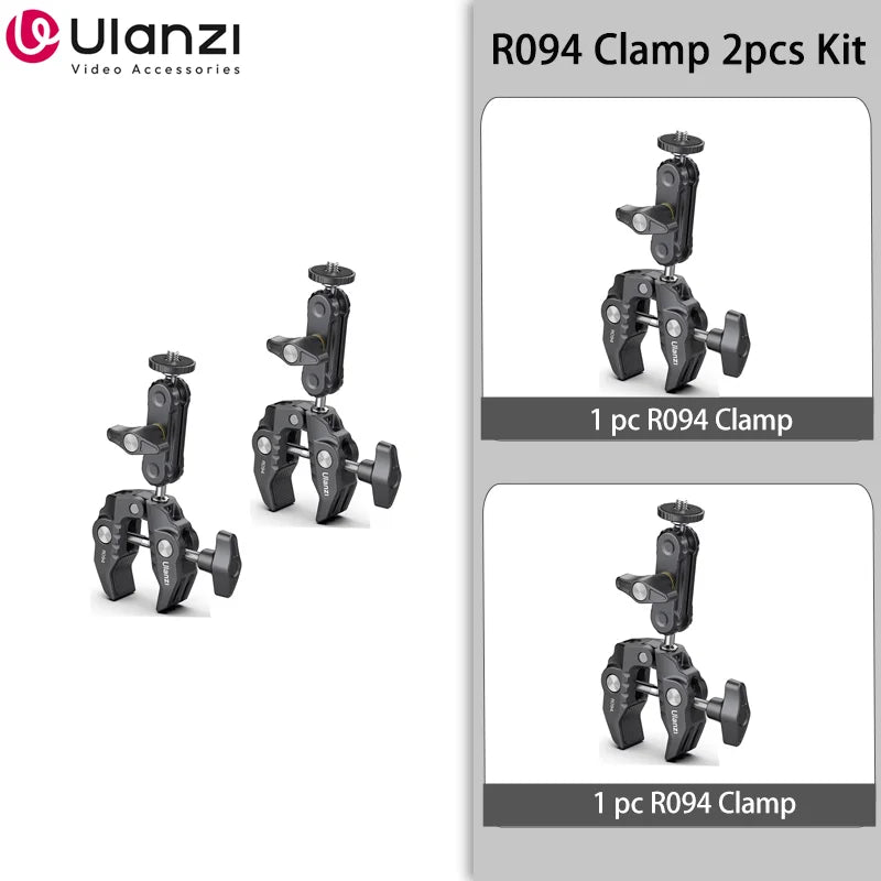 Ulanzi R094 Metal Süper Kelepçe Çift Top Başlıklı
