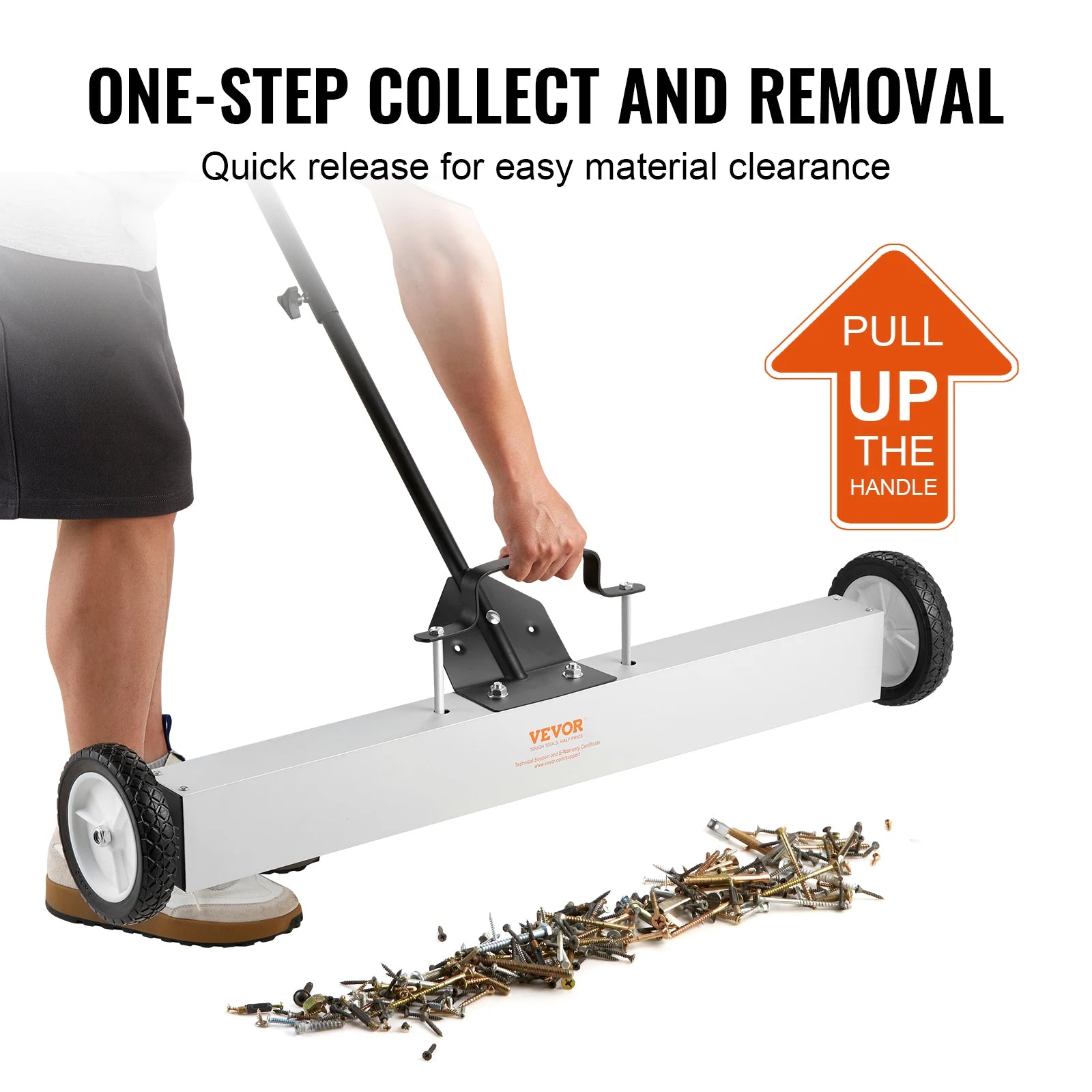 36" Rolling Magnetic Sweeper with Wheels & Adjustable Handle