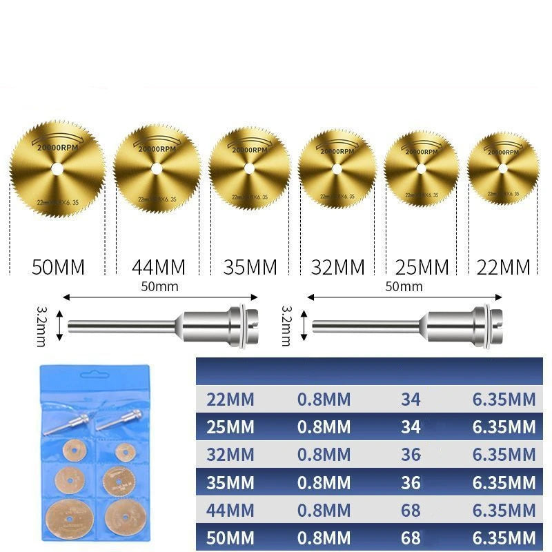 Mini HSS Metal Cutter Circular Saw Disc Wheel Blade Woodworking Durable Precision Cut Mandrel Mini Rotary Tool Accssory Set