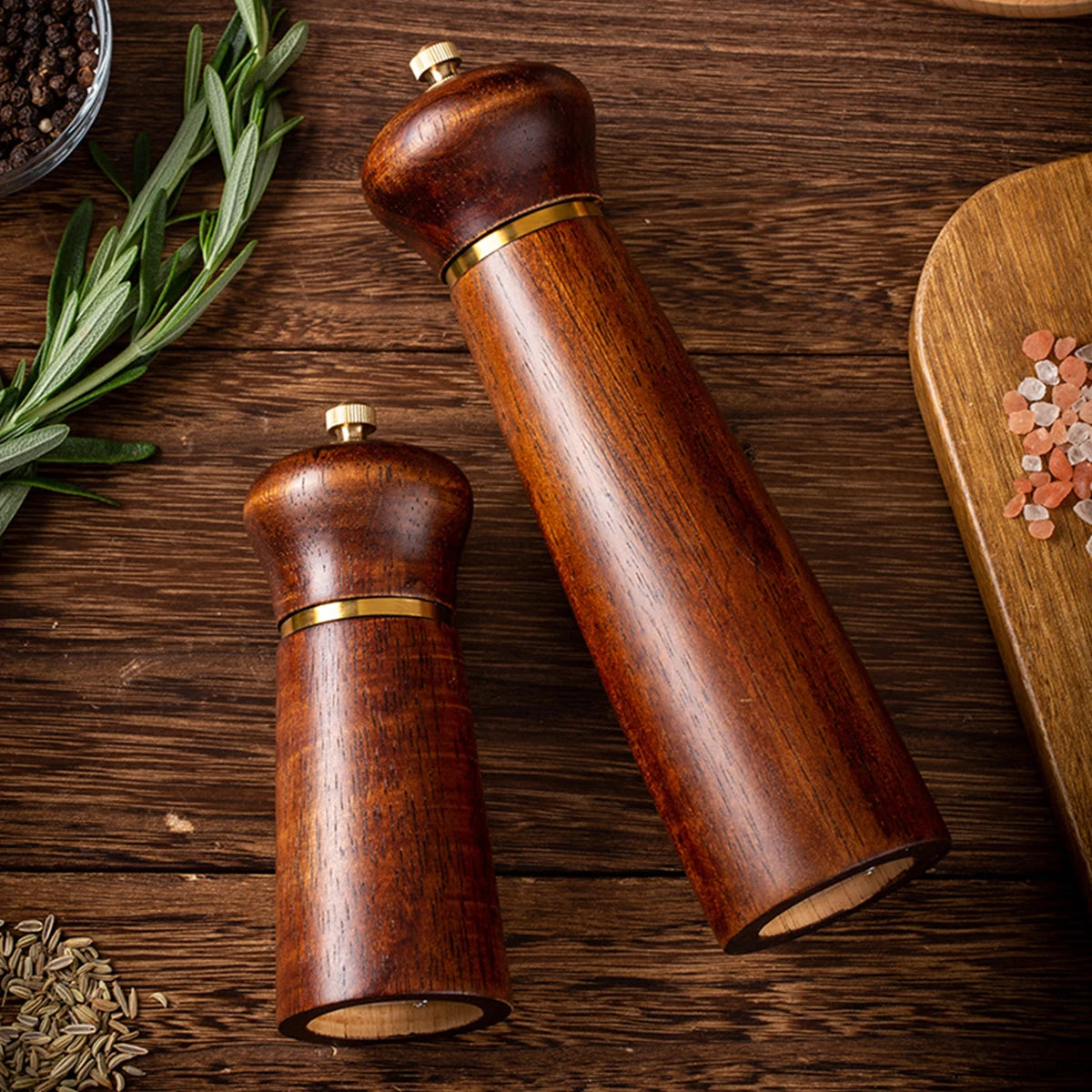 Wooden Salt and Pepper Mill with Adjustable Ceramic Grinder