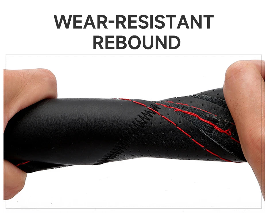 SEAMETAL Cowhide Steering Wheel Cover Soft Leather Steering Cover Wear-Resistant Anti Scratch Steer Wheel Protector for 37-39cm