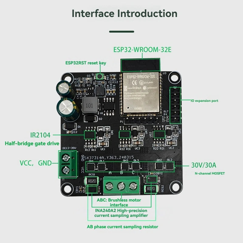 ESP32 SimpleFOC børsteløs motorstyringskort