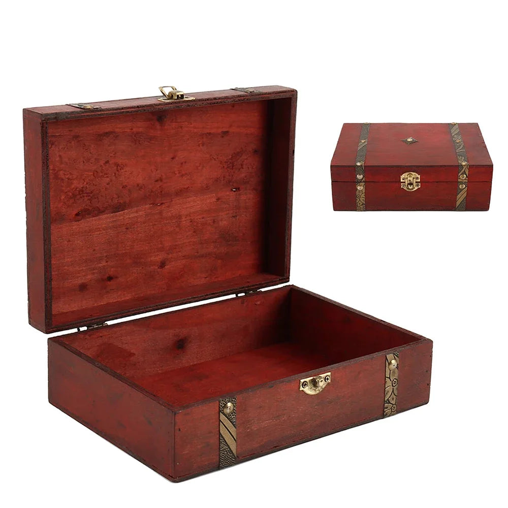 Træskrin i vintagestil, 23 × 16 × 7.5 cm