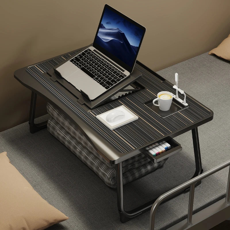 Foldable Laptop Desk with Drawers – Adjustable Reading & Bed Tray