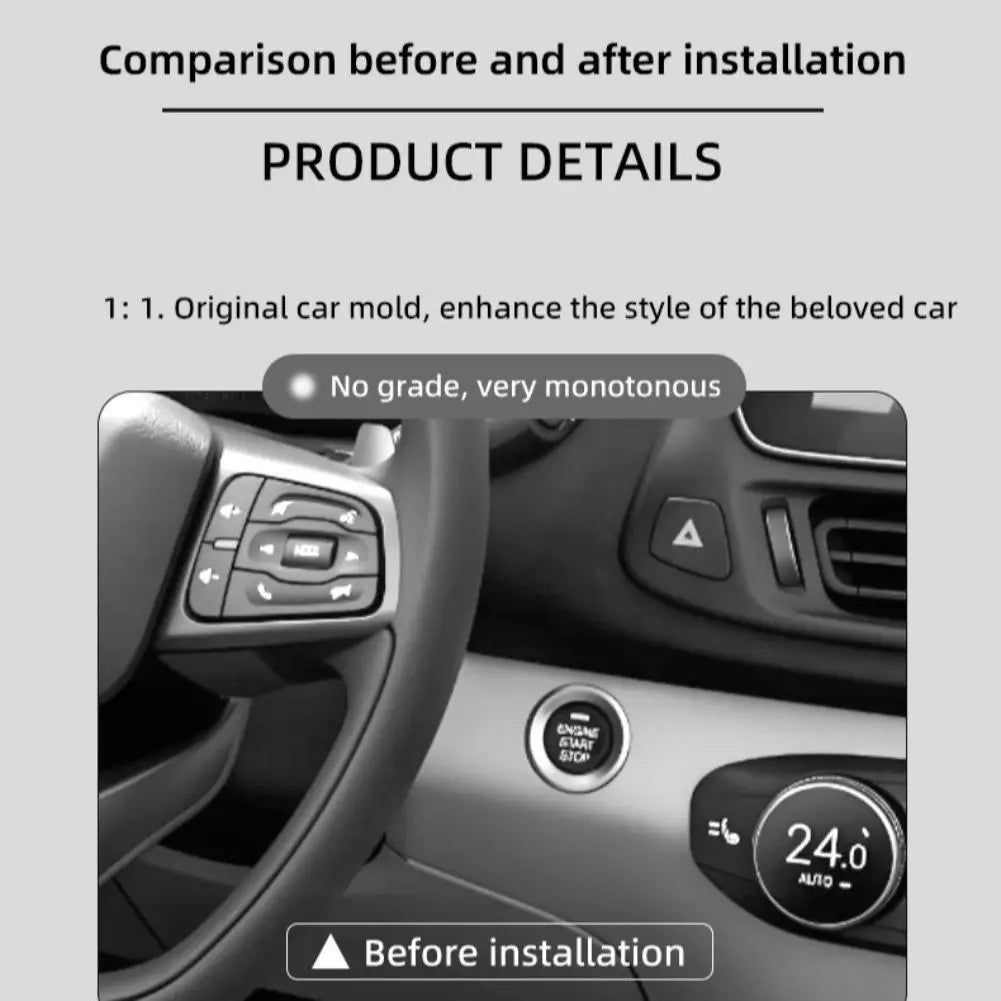 Aluminium Push-Start Button Trim for Car Interiors