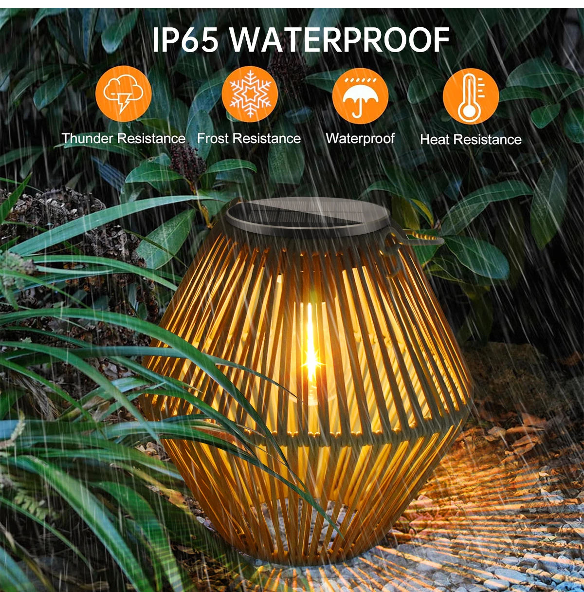 Solar Woven-Style Lantern for Garden Decoration