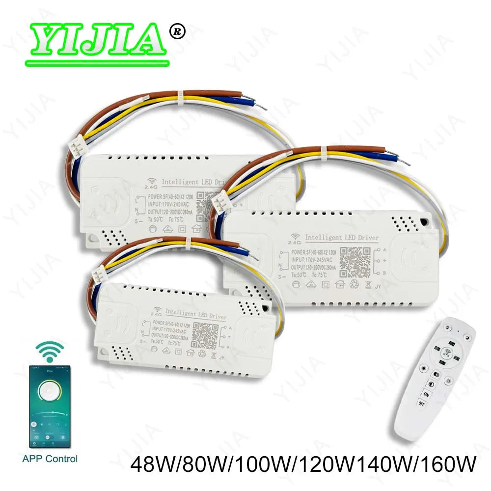 2,4G-sovellus- ja kaukosäädinohjain, 48W–160W, kaksivärisille LED-nauhoille
