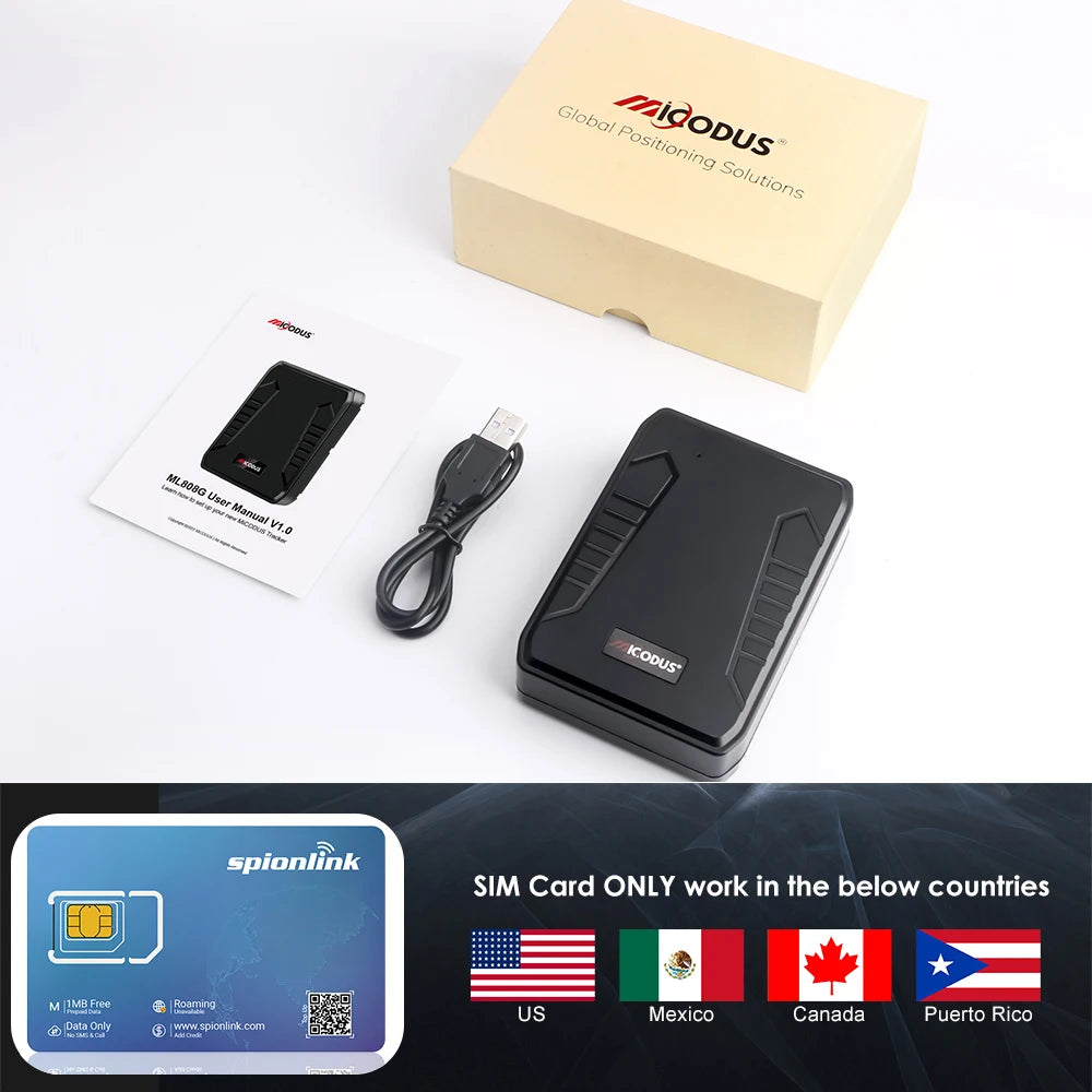 4G MiCODUS GNSS Locator ML808G 10000Mah Magnet Asset GPS Tracker Vehicle Waterproof Geo-fence Lifetime Free APP