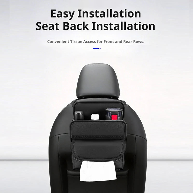 SEAMETAL Car Back Seat Organizer Tissue Holder PU Leather Storage Pocket Hanging Car Storage Bag for Backseat Universal Fit
