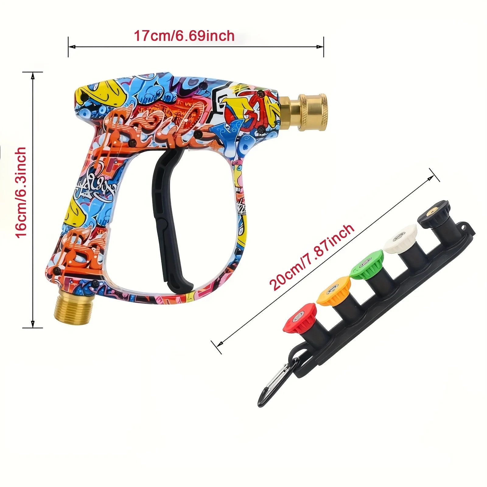 2175PSI Pressure Washer Gun, Graffiti Shell, 1L Foam Cannon, 1/4" Quick Nozzle Kit & Rubber Holder, Fits Karcher K-Series