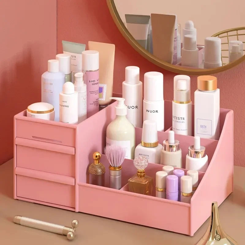 Plastic Cosmetic Storage Box with Pull Handle, 26 x 17 x 12 cm