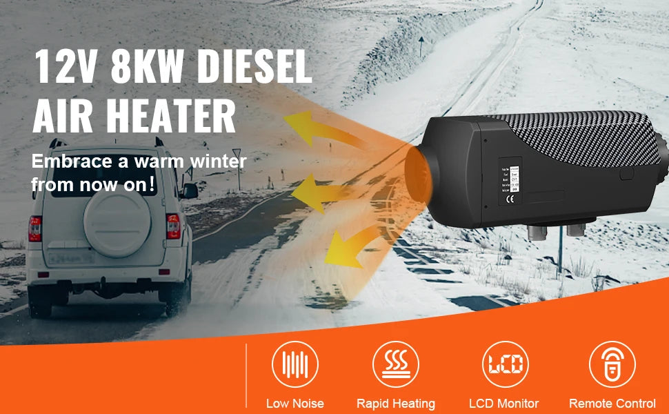Αερόθερμο Diesel 8KW 12V με Τηλεχειριστήριο & Οθόνη LCD για Οχήματα