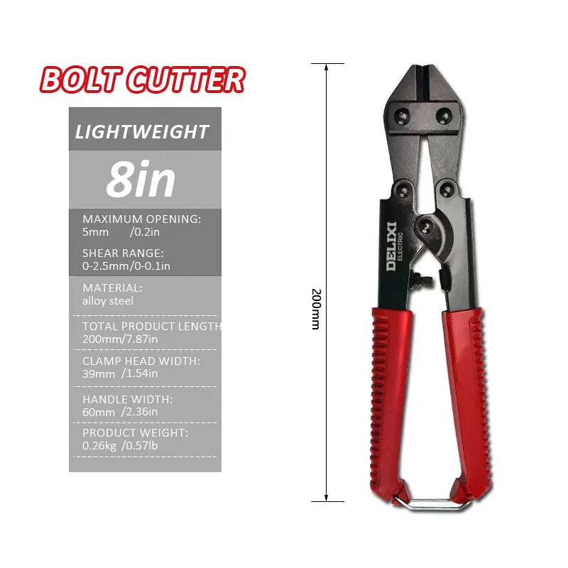 8-Inch Compact Bolt Cutters with Compound-Link Handles