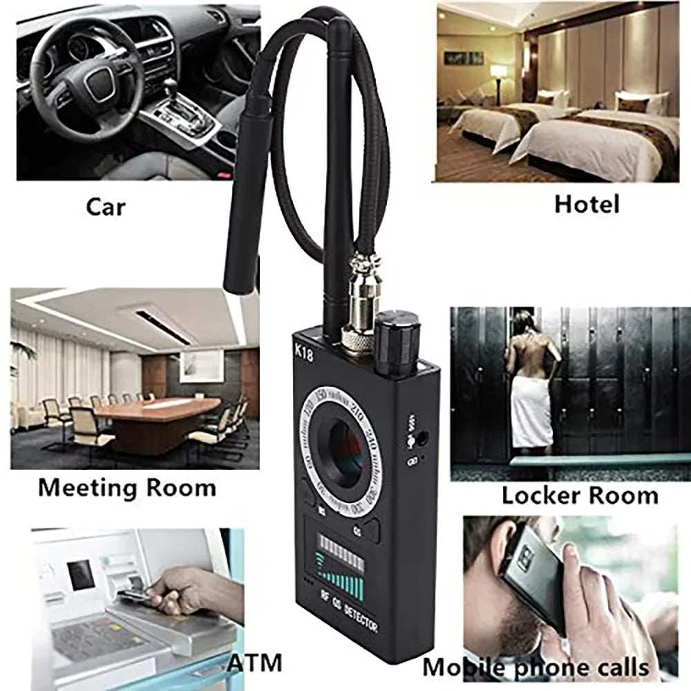 K18 Multi-function Anti-Candid Camera Wireless Lens Device Finder 1MHz-6.5GHz GSM Audio Bug GPS Signal RF Spy Tracker Detect