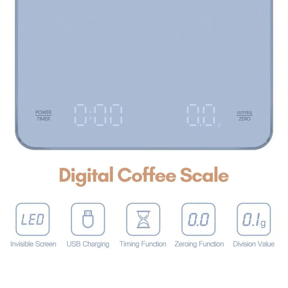 USB Digital Rechargeable Coffee Scale with Timer & LED Screen ☕
