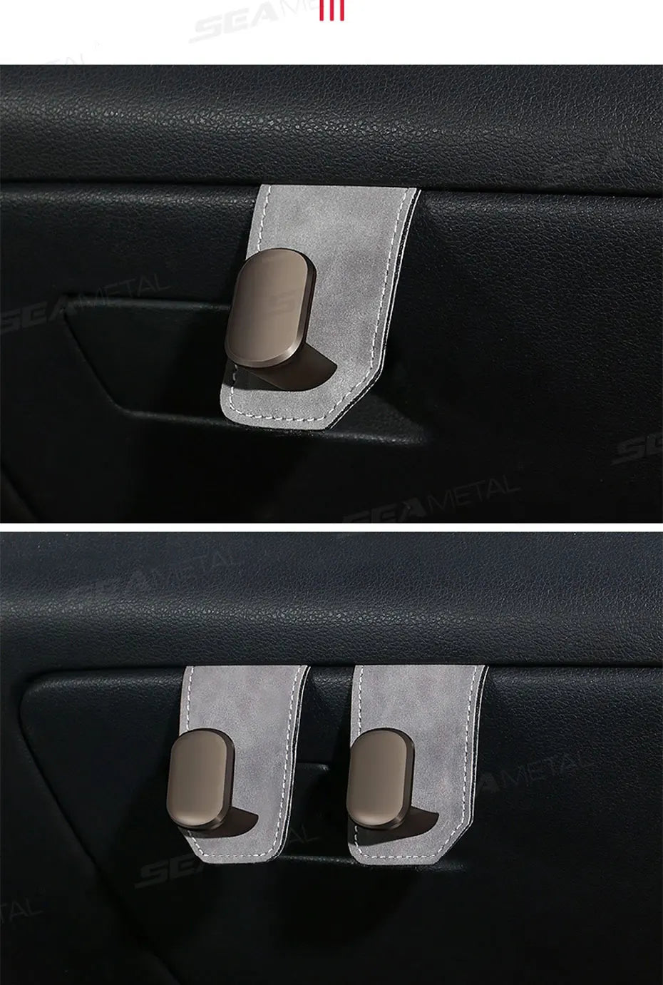 SEAMETAL Car Seat Hook Hanger Co-Pilot Storage Box Hanger Metal Hook for Bag Luxury Suede 15KG Large-Bearing Car Handbag Holder