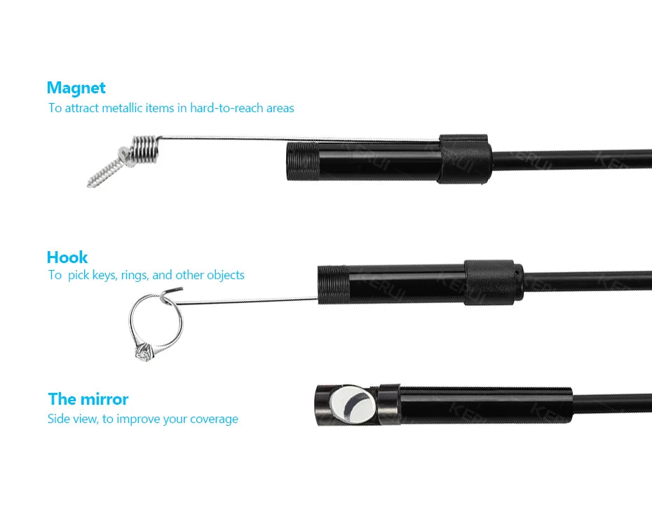 7mm Android Endoscope Camera 3-in-1 Waterproof LED Inspection Camera