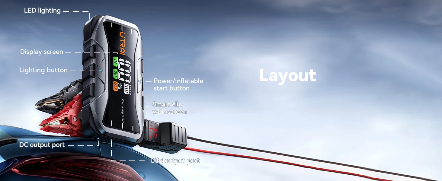 UTRAI 27000mAh Car Jump Starter Power Bank 6000A