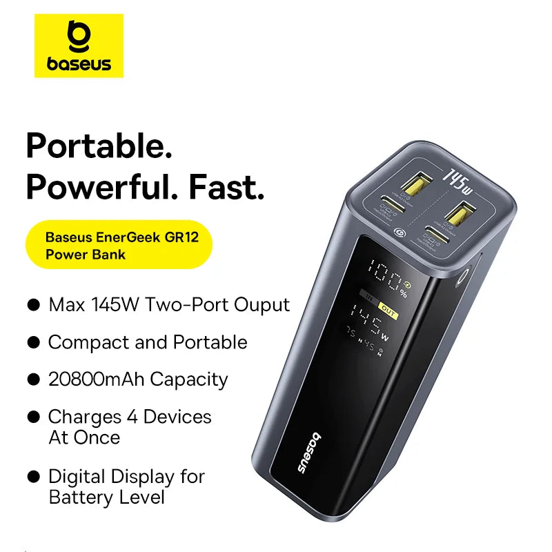 145W Fast Charging Power Bank 20800mAh USB-C Laptop Charger