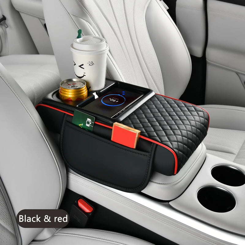 SEAMETAL 15W Wireless Charging Arm Rest Cushion for Car 7.5cm Thicken Center Console Extension Cushion Universal Elbow Support