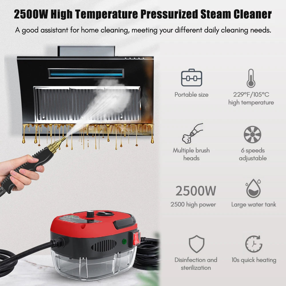 Portable Handheld Steam Cleaner 2500W High-Temp Pressurized Cleaning Tool
