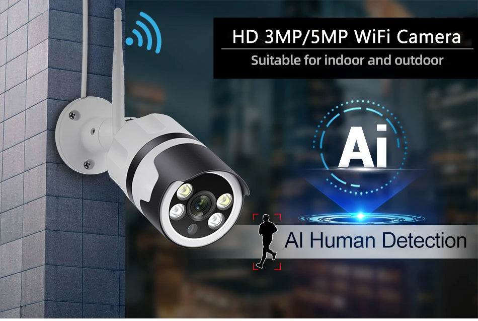 MISECU Kablosuz Dış Mekan Güvenlik Kamerası 5MP Renkli Gece Görüşlü