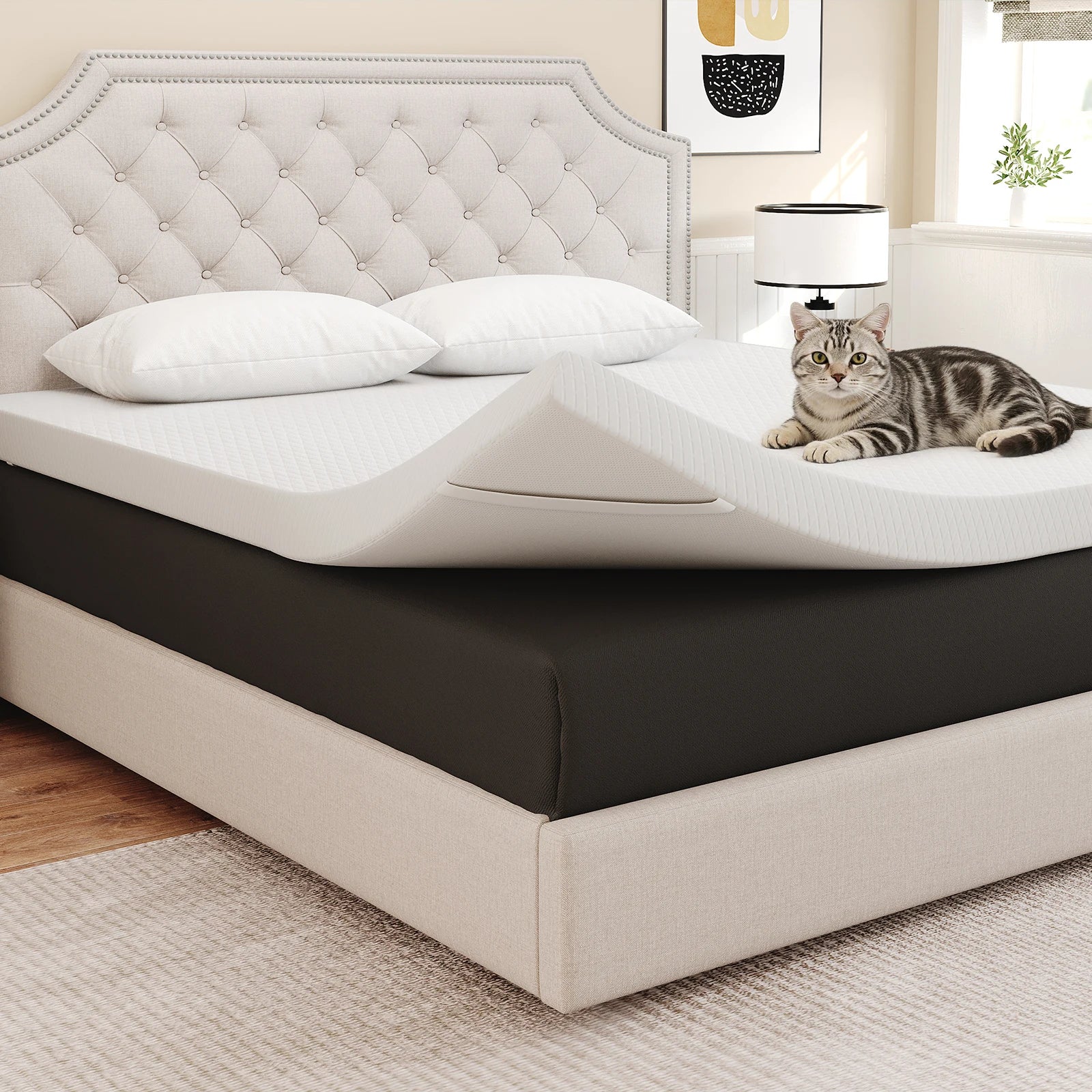 4-Inch Memory Foam Mattress Topper with Cooling Gel Cover