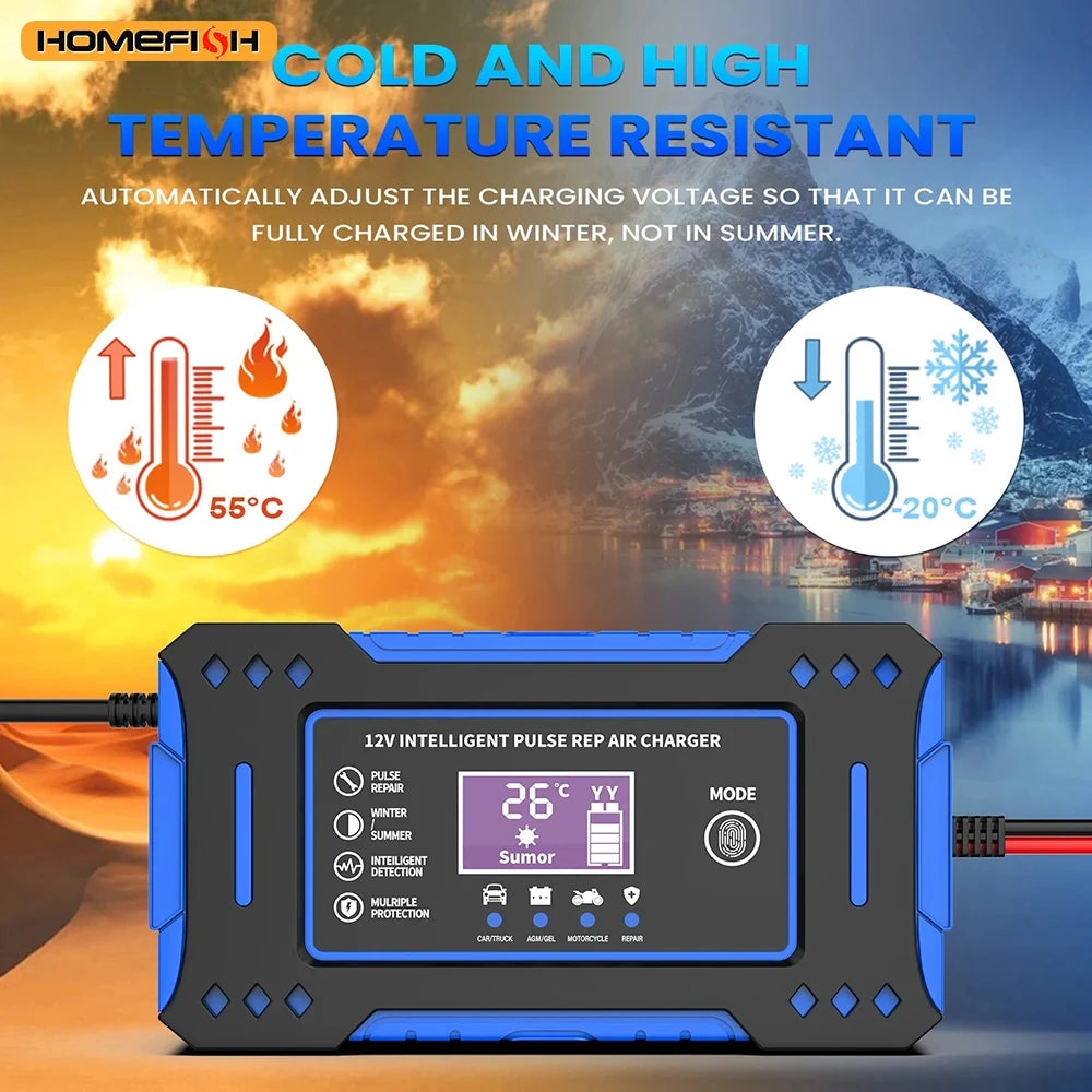 Caricabatterie per batteria al piombo 12V - 6A con LCD