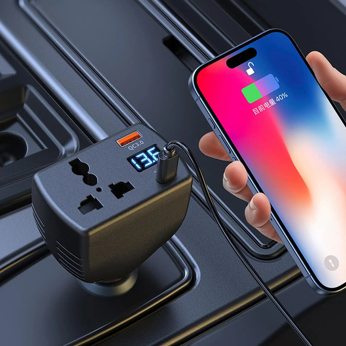 Car Laptop Charger 150W DC 12V To AC 220V Fast Charging Converter Car Plug Charger for Truck Suv Rv Boat Road Ride Trip Travel