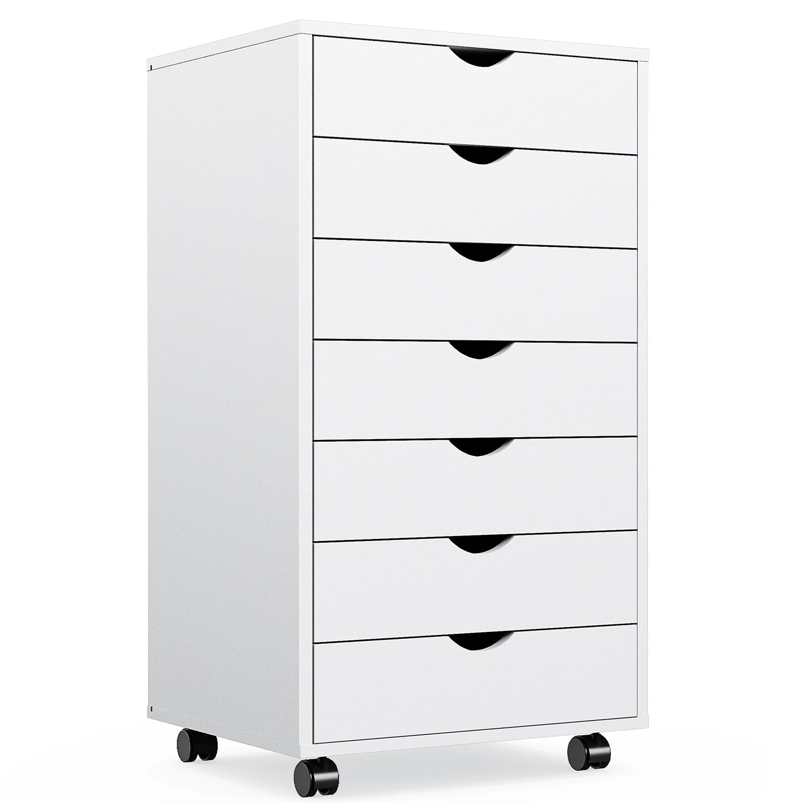 7 Drawer Rolling Storage Cabinet with Wheels Wooden Chest Organizer