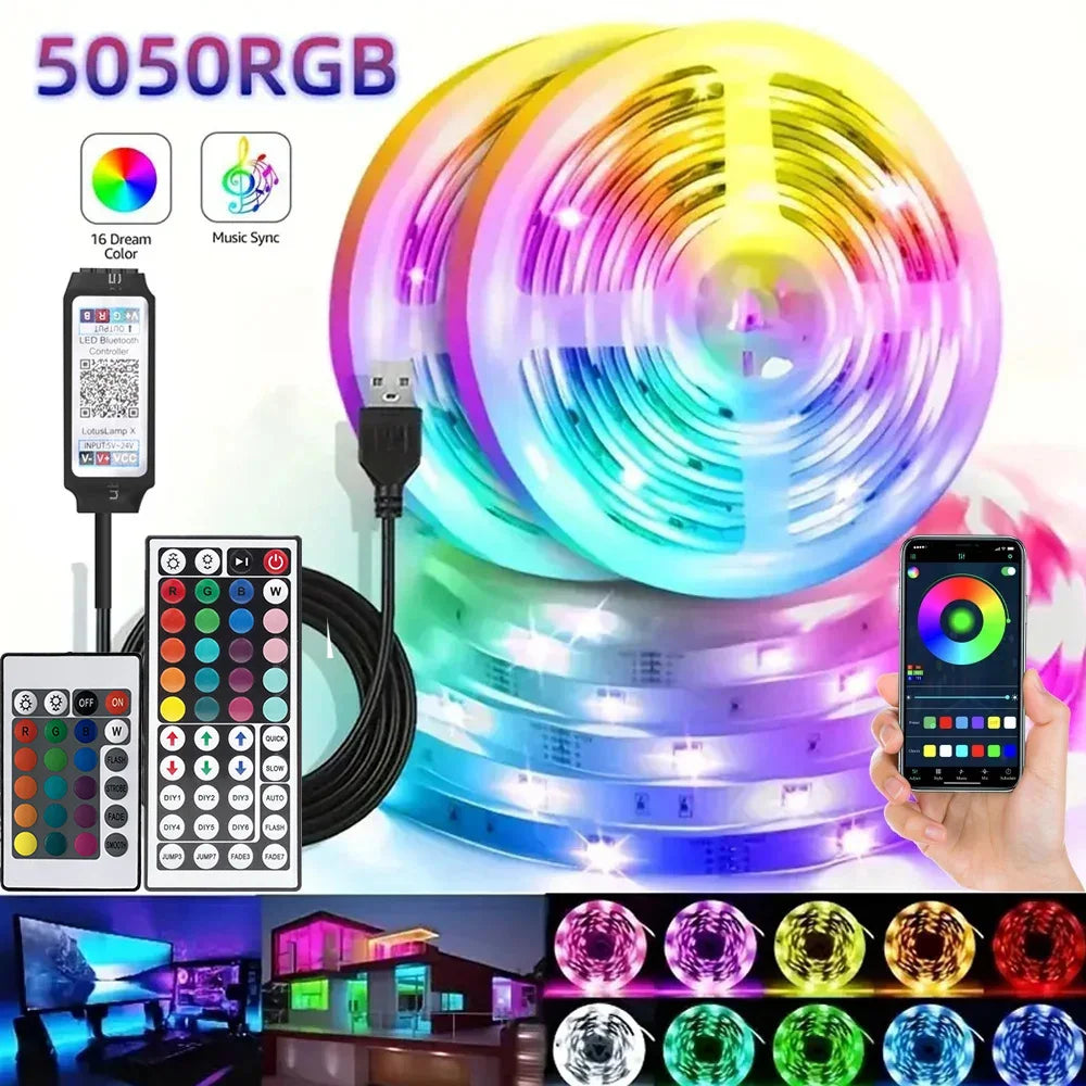 USB RGB LED Strip with Remote or Bluetooth Options