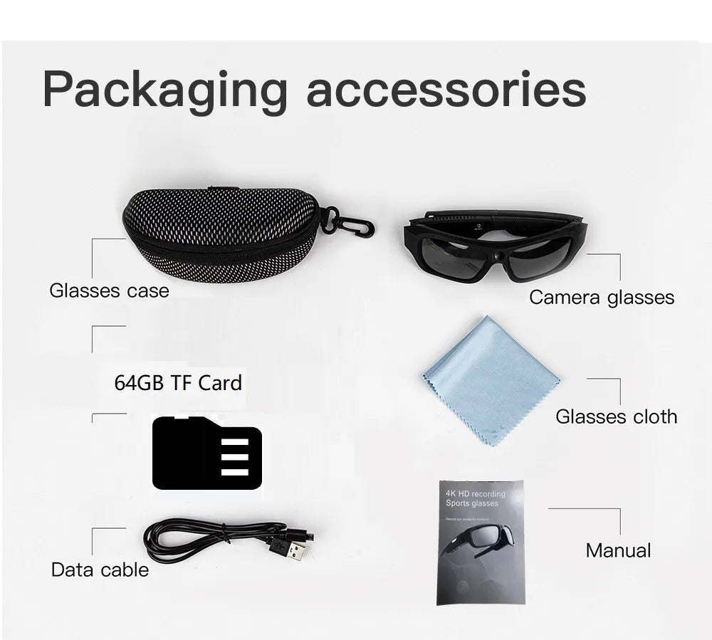 4K Video Glasses with 2-Hour Recording for Riding and Outdoor Use